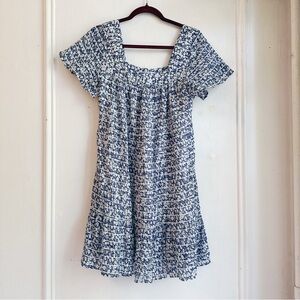 Rails Valentina Ruffle Hem Dress in Navy Camellia blue floral 100% cotton medium